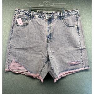 Wild Fable Womens Shorts Denim Jean Size 20W Pink Blue Button Fly Distressed NWT